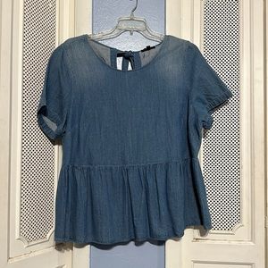 Lane Bryant Chambray Tie Back Peplum Top